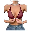 SOLY HUX Women's Sheer Mesh Bralette Front Closure Bras