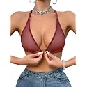 SOLY HUX Women's Sheer Mesh Bralette Front Closure Bras