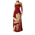 SOLY HUX Women's Summer Maxi Dress Tropical Cut Out Backless Cami Sundress