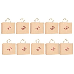 soman jute ecofriendly large14x6x12inches return gift bags thankyou printed natural pack of 10 bags