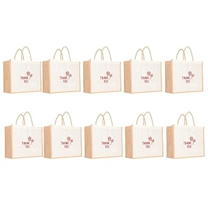 soman jute ecofriendly return gift bags thank you printed with zip blue pack of 10 bags