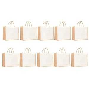 soman jute ecofriendly large14x6x12inches return gift bags plain white natural pack of 10 bags