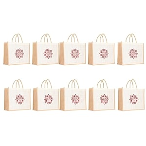 soman jute ecofriendly return gift bags thank you printed with zip blue pack of 10 bags