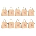 Soman Jute Ecofriendly Return Gift Bags (Tote style) Ganesha printed with Zip Natural Pack of 10 Bags