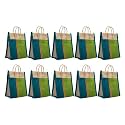 Soman Jute Thamboolam (Large) Bags for Return Gifts Green-Blue Combo - Pack of 10 bags