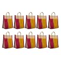 Soman Jute Thamboolam (Large) Bags for Return Gifts Lime Yellow and Hot Pink Combo - Pack of 10 bags