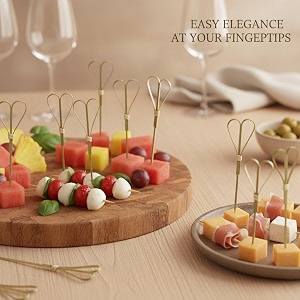 somani bamboo heart cocktail picks 6 inch fancy toothpicks 100 pcs