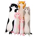 Long Cat Plush Pillow Soft Cat Hugging Pillow Stuffed Animal Pillow Cute Kitty Sleeping Throw Pillow Gift for Kids(50cm/19.68inch,Black