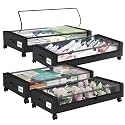 Somdot Under Bed Storage with Wheels, 4 Pack Under Bed Storage Containers