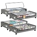 Somdot Under Bed Storage with Wheels, 4 Pack Under Bed Storage Containers