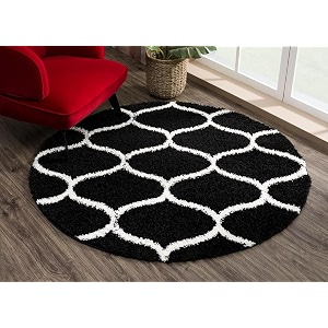 someda 3x3 feet black mandir collection of finishing anti slip shaggy fluffy fur rugs and carpet for living room bedroom