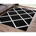 SOMEDA 3x6 feet Black Box Collection of Finishing Anti Slip Shaggy Fluffy Fur Rugs and Carpet for Living Room, Bedroom