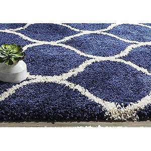 someda 4x4 feet blue mandir collection of finishing anti slip shaggy fluffy fur rugs and carpet for living room bedroom