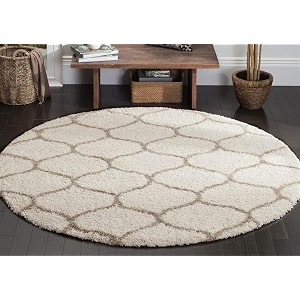 someda 6x6 feet ivory mandir collection of finishing anti slip shaggy fluffy fur rugs and carpet for living room bedroom