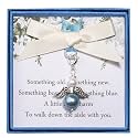 Something Blue Gift for Bride, Something Blue Bridal Bouquet Charm Guardian Angel Garter Charm for Bride on Wedding Day Bridal Shower Gifts for Daughter Wedding Bridal Party Decors