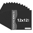 Somime 12 Pack Black Backing Boards, 12x12 Uncut Mats Matboards
