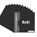 Somime 12 Pack Black Backing Boards, 8x8 Uncut Mats Matboards