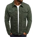 SOMTHRON Men's and Women's Cozy Regular Fit Utility Pocket Overshirt Long Sleeve Slim Fit Button Up Denim Field Shirt Jacket