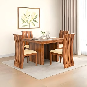 sona art amp crafts poster solid sheesham wood 4 seater dining table set dining table with 4 cushion chairs dinner table set for dinning room homehotel and office honey teak finish