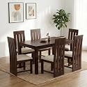 SONA ART & CRAFTS Poster Solid Sheesham Wood Dining Table Set 6 Seater Dinner Dinning Table with 6 Chair for Dining Furniture for Living Room Home Hotel Office (Dark Walnut Finish)