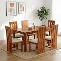 SONA ART &amp; CRAFTS Poster Solid Sheesham Wood Dining Table Set 6 Seater Dinner Dinning Table with 6 Cushioned Chair for Dining Furniture for Living Room Home Hotel Office (Honey Teak Finish)