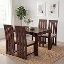 SONA ART &amp; CRAFTS Poster Solid Sheesham Wood Dining Table Set of 4 Seater Dinner Dinning Table with 4 Cushioned Chair for Dining Furniture for Living Room Home Hotel and Office (Walnut Teak)
