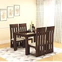 SONA ART &amp; CRAFTS Poster Solid Sheesham Wood Dining Table Set of 4 Seater Dinner Dinning Table with 4 Cushioned Chair for Dining Furniture for Living Room Home Hotel Office Self Assembly (Walnut)