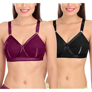 sona women39s perfecto full coverage non-padded plus size cotton bra multicolored_40g pack of 2-vk-sl-perfecto-wne-blk