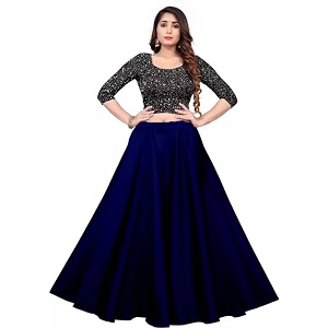 sonali fashion women39s cotton solid 34 sleeve semi-stitched lehenga choli set - free size