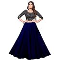 SONALI FASHION Women's Cotton Solid 3/4 Sleeve Semi-Stitched Lehenga Choli Set - Free Size