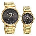 Sonata Alloy Pairs Quartz Analog Grey Stainless Steel Strap for Couple-NS7712787046YM01P