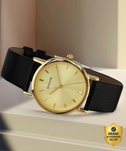 SONATA Classy7987YL01Black Leather Analog Watch - For