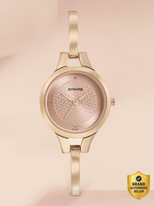 sonata np8151wm05 sonata mission mangal rose gold dial rose gold ss strap analog watch  - for women