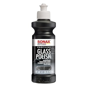sonax profiline glass polish 250ml  professional cerium oxide glass polish  removes light scratches strong rain marks water spots amp wiper haze  safe for windshields art no 02731410