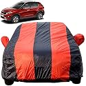 Sonet Dustproof Car Cover with Mirror Pockets, Red Blue Stripes, Taffeta Polyster,Triple Stitched, Compatible with Kia Sonet Car Cover (2020 to 2024), Sonet Car Accessories