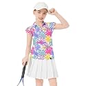 Soneven Girls Ruffle Sleeve Polo Shirts V-Neck Golf Tennis T-Shirts Uniform Shirts Quick Dry for 4-14 Years