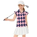 Soneven Girls Ruffle Sleeve Polo Shirts V-Neck Golf Tennis T-Shirts Uniform Shirts Quick Dry for 4-14 Years