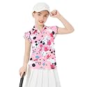 Soneven Girls Ruffle Sleeve Polo Shirts V-Neck Golf Tennis T-Shirts Uniform Shirts Quick Dry for 4-14 Years