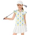 Soneven Girls Ruffle Sleeve Polo Shirts V-Neck Golf Tennis T-Shirts Uniform Shirts Quick Dry for 4-14 Years