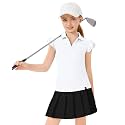 Soneven Girls Ruffle Sleeve Polo Shirts V-Neck Golf Tennis T-Shirts Uniform Shirts Quick Dry for 4-14 Years