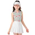 Soneven Girls Sleeveless Polo Shirts Button UP Golf Tennis T-Shirts with Collared Quick Dry Tank Tops for 4-14 Years