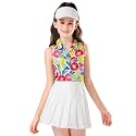 Soneven Girls Sleeveless Polo Shirts Button UP Golf Tennis T-Shirts with Collared Quick Dry Tank Tops for 4-14 Years