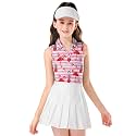 Soneven Girls Sleeveless Polo Shirts Button UP Golf Tennis T-Shirts with Collared Quick Dry Tank Tops for 4-14 Years