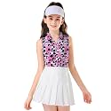 Soneven Girls Sleeveless Polo Shirts Button UP Golf Tennis T-Shirts with Collared Quick Dry Tank Tops for 4-14 Years