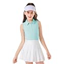 Soneven Girls Sleeveless Polo Shirts Button UP Golf Tennis T-Shirts with Collared Quick Dry Tank Tops for 4-14 Years