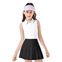 Soneven Girls Sleeveless Polo Shirts Button UP Golf Tennis T-Shirts with Collared Quick Dry Tank Tops for 4-14 Years