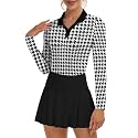 Soneven Womens Golf Shirts Moisture Wicking V Neck Long Sleeve Polo Shirts Collared Tops