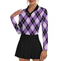 Soneven Womens Golf Shirts Moisture Wicking V Neck Long Sleeve Polo Shirts Collared Tops