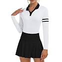 Soneven Womens Golf Shirts Moisture Wicking V Neck Long Sleeve Polo Shirts Collared Tops