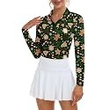 Soneven Womens Golf Shirts Moisture Wicking V Neck Long Sleeve Polo Shirts Collared Tops